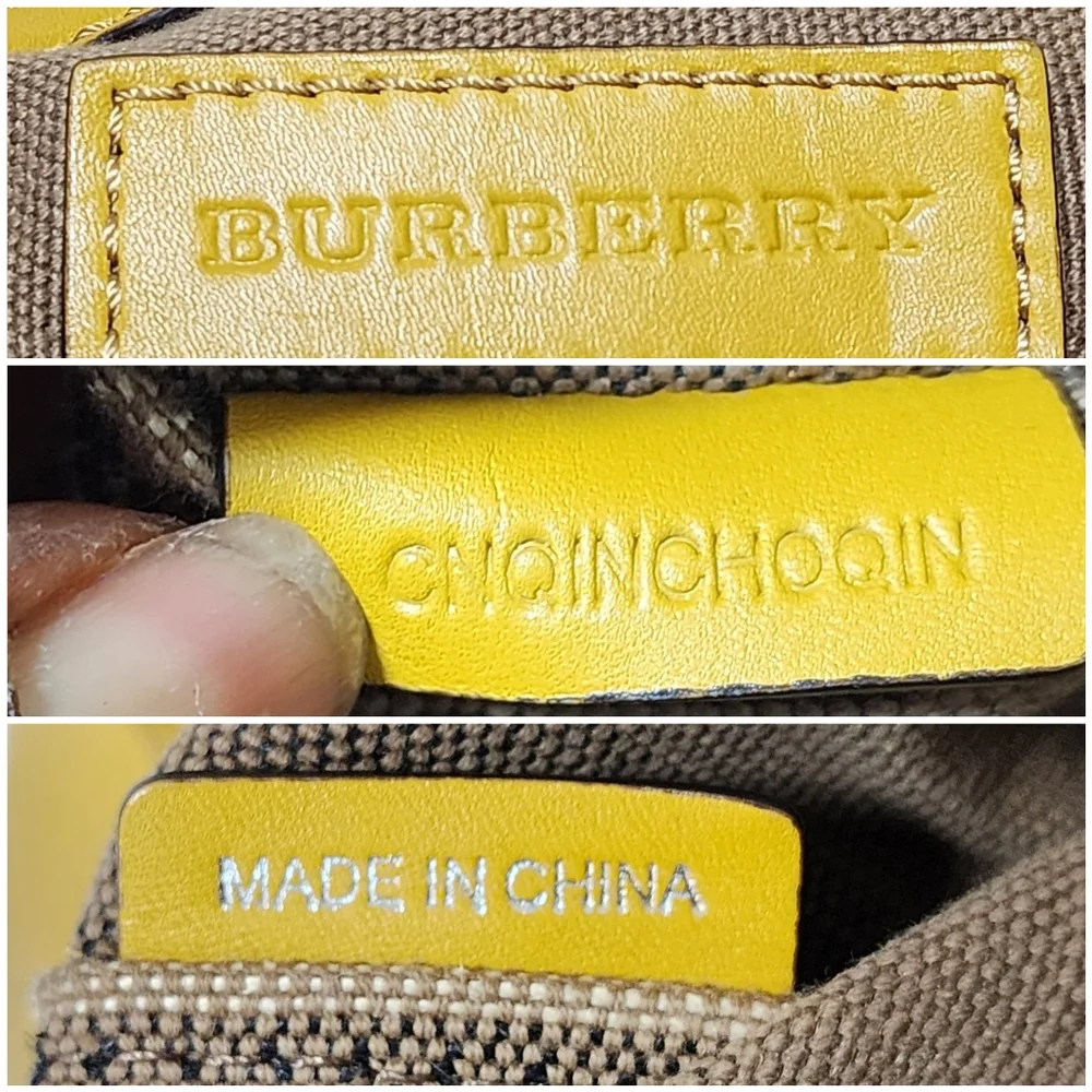BURBERRY Canvas Mega Check Medium Ashby Hobo Saddle Bag Yellow/Beige